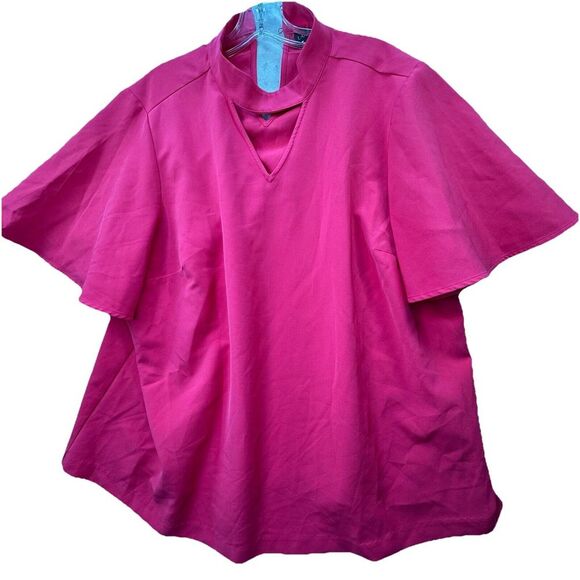 Lane Bryant Women's Size 16 Pullover Pink‎ Dressy Blouse With Flowey Sleeves XL - Picture 1 of 9